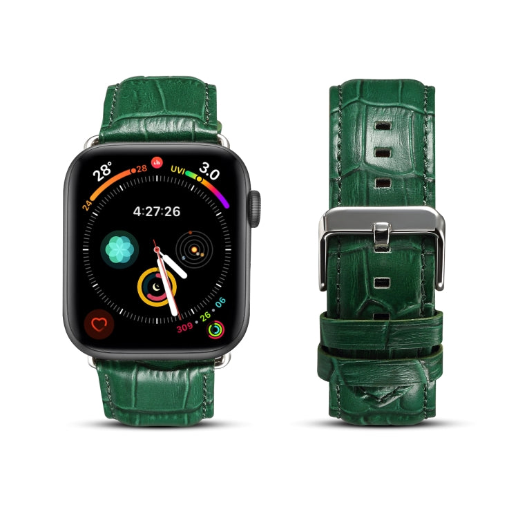 Denior Crocodile Grain Watch Cowhide Leather Watch Band for Apple Watch Series 7 41mm / 6 & SE & 5 & 4 40mm / 3 & 2 & 1 38mm (Green) - Watch Bands by Denior | Online Shopping UK | buy2fix