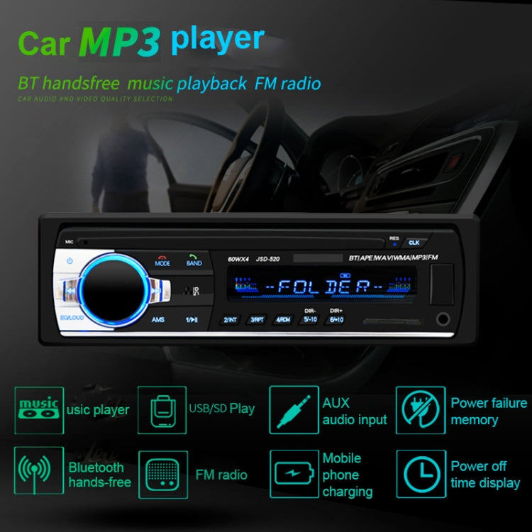 JSD-520 Car Stereo Radio MP3 Audio Player Support Bluetooth Hand-free Calling / FM / USB / SD, EU Plug Version - Car MP3 & MP4 & MP5 by buy2fix | Online Shopping UK | buy2fix