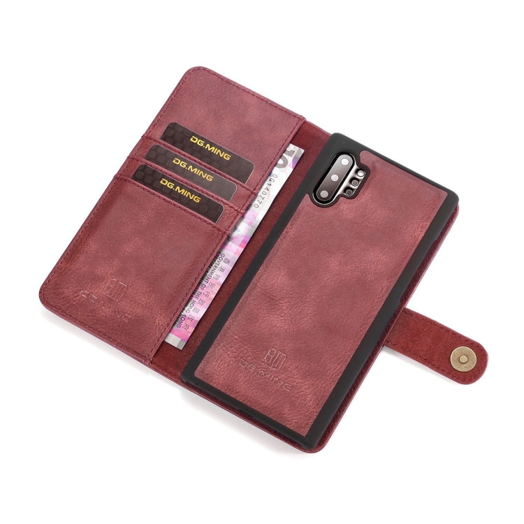 DG.MING Crazy Horse Texture Flip Detachable Magnetic Leather Case with Holder & Card Slots & Wallet for Samsung Galaxy Note 10+(Red) - Galaxy Phone Cases by DG.MING | Online Shopping UK | buy2fix