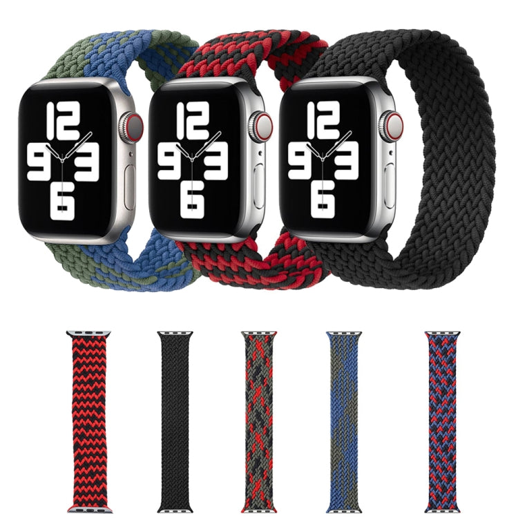 Mixed Color Nylon Braided Single Loop Watch Band For Apple Watch Ultra 49mm&Watch Ultra 2 49mm / Series 9&8&7 45mm / SE 3&SE 2&6&SE&5&4 44mm / 3&2&1 42mm, Size:L(Red Black) - Watch Bands by buy2fix | Online Shopping UK | buy2fix