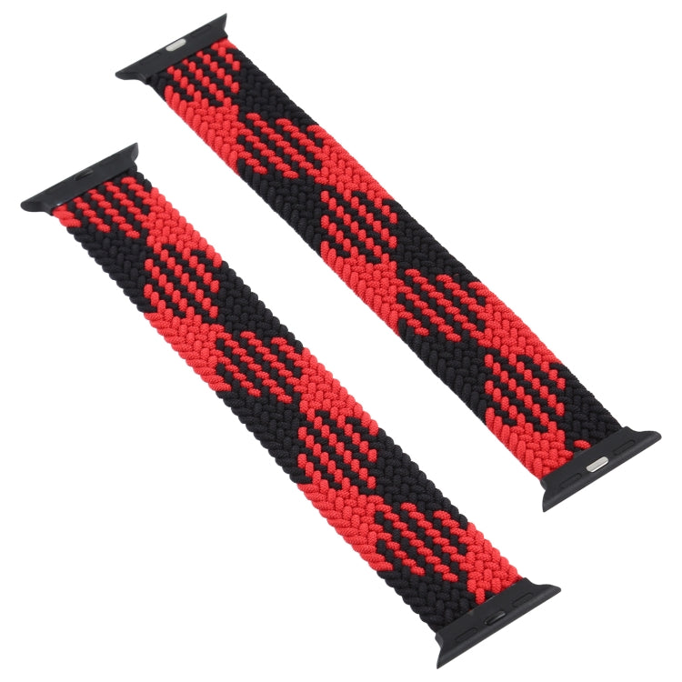 Plastic Buckle Mixed Color Nylon Braided Single Loop Watch Band For Apple Watch Ultra 49mm&Watch Ultra 2 49mm / Series 9&8&7 45mm / SE 3&SE 2&6&SE&5&4 44mm / 3&2&1 42mm, Size:L(Checkered Red Black) - Watch Bands by buy2fix | Online Shopping UK | buy2fix