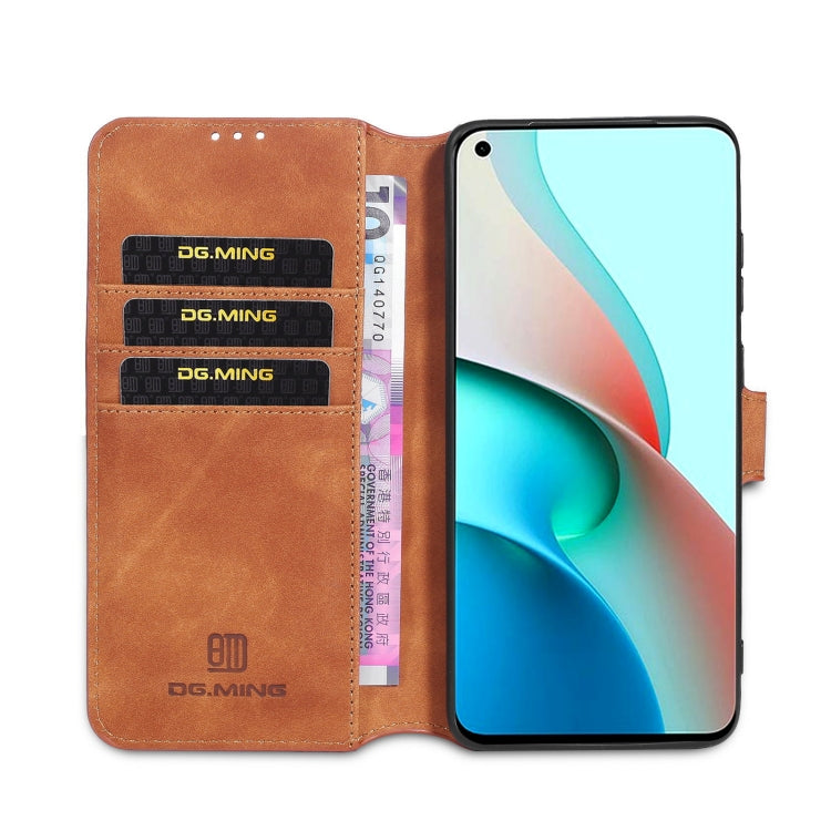 For Xiaomi Redmi Note 9 5G DG.MING Retro Oil Side Horizontal Flip Leather Case with Holder & Card Slots & Wallet(Brown) - Xiaomi Cases by DG.MING | Online Shopping UK | buy2fix