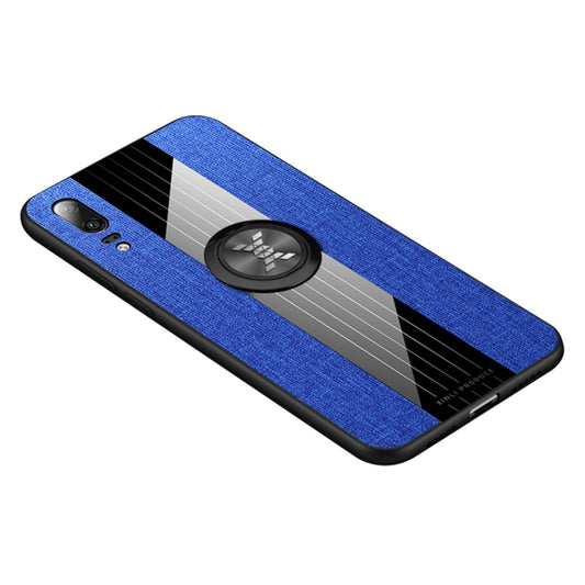 For Huawei P20 XINLI Stitching Cloth Textue Shockproof TPU Protective Case with Ring Holder(Blue) - Huawei Cases by XINLI | Online Shopping UK | buy2fix