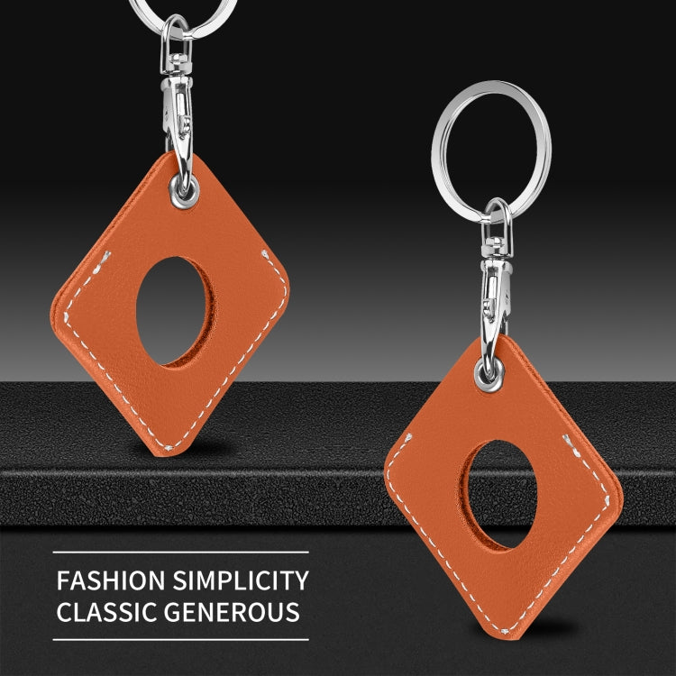 Square PU Leather Case Shockproof Anti-scratch Protective Cover with Keychain Ring Loop For AirTag(Orange) - Key Chain Series by MOMAX | Online Shopping UK | buy2fix