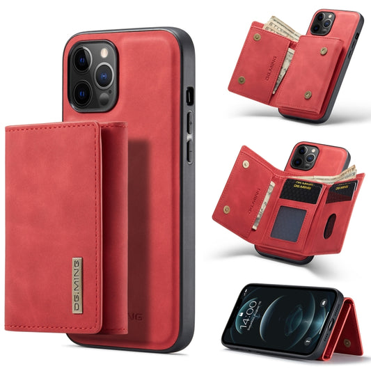 For iPhone 12 Pro Max DG.MING M1 Series 3-Fold Multi Card Wallet + Magnetic Back Cover Shockproof Case with Holder Function(Red) - iPhone 12 Pro Max Cases by DG.MING | Online Shopping UK | buy2fix