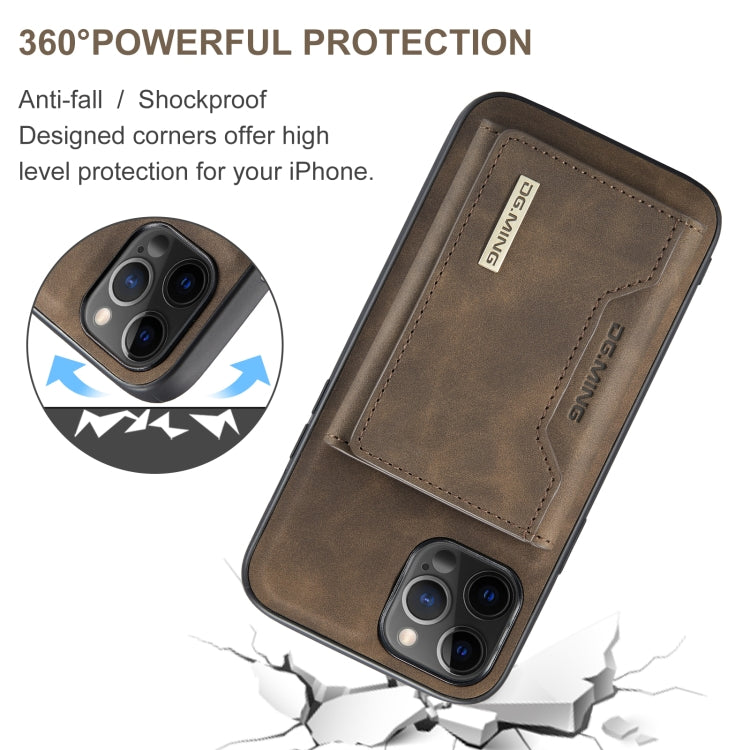 For iPhone 12 Pro Max DG.MING M2 Series 3-Fold Multi Card Bag + Magnetic Back Cover Shockproof Case with Wallet & Holder Function(Coffee) - iPhone 12 Pro Max Cases by DG.MING | Online Shopping UK | buy2fix