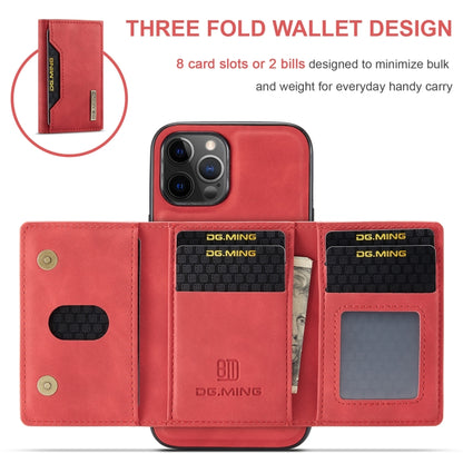 For iPhone 12 Pro Max DG.MING M2 Series 3-Fold Multi Card Bag + Magnetic Back Cover Shockproof Case with Wallet & Holder Function(Red) - iPhone 12 Pro Max Cases by DG.MING | Online Shopping UK | buy2fix