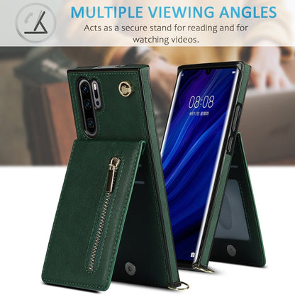 For Huawei P30 Pro Cross-body Zipper Square TPU+PU Back Cover Case with Holder & Card Slots & Wallet & Strap(Green) - Huawei Cases by buy2fix | Online Shopping UK | buy2fix