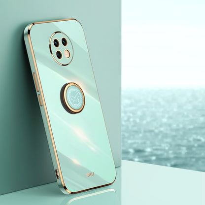 For Xiaomi Redmi Note 9 5G XINLI Straight 6D Plating Gold Edge TPU Shockproof Case with Ring Holder(Mint Green) - Xiaomi Cases by XINLI | Online Shopping UK | buy2fix