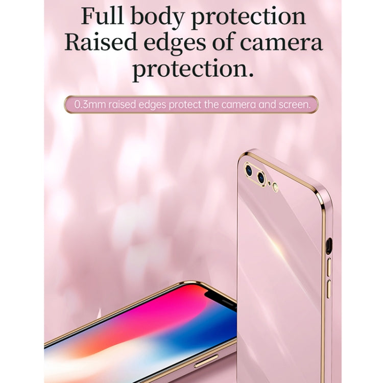 XINLI Straight 6D Plating Gold Edge TPU Shockproof Case For iPhone 8 Plus / 7 Plus(Pink) - More iPhone Cases by XINLI | Online Shopping UK | buy2fix