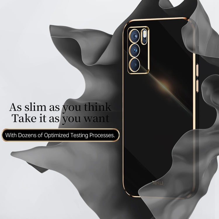 For OPPO Reno6 5G XINLI Straight 6D Plating Gold Edge TPU Shockproof Case(Celestial Blue) - OPPO Cases by XINLI | Online Shopping UK | buy2fix