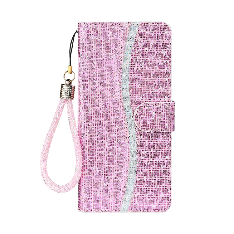 For iPhone 13 mini Glitter Powder Horizontal Flip Leather Case with Card Slots & Holder & Lanyard (Pink) - iPhone 13 mini Cases by buy2fix | Online Shopping UK | buy2fix