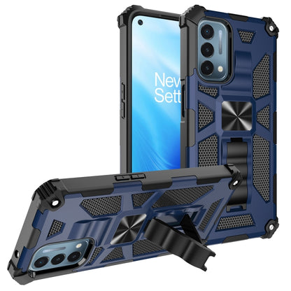 For OPPO A54 4G / A55 5G Shockproof TPU + PC Magnetic Protective Case with Holder(Blue) - OPPO Cases by buy2fix | Online Shopping UK | buy2fix