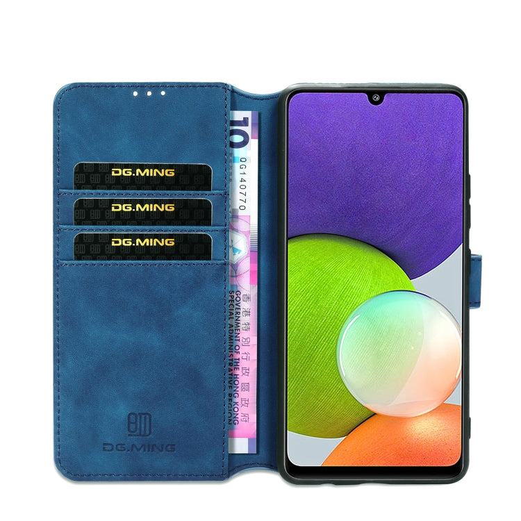 For Samsung Galaxy A22 4G DG.MING Retro Oil Side Horizontal Flip Leather Case with Holder & Card Slots & Wallet(Blue) - Galaxy Phone Cases by DG.MING | Online Shopping UK | buy2fix