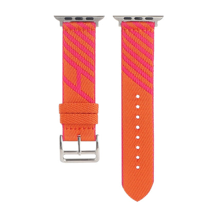 Nylon Single Loop Watch Band For Apple Watch Ultra 49mm&Watch Ultra 2 49mm / Series 9&8&7 45mm / SE 3&SE 2&6&SE&5&4 44mm / 3&2&1 42mm(Orange+Pink) - Watch Bands by buy2fix | Online Shopping UK | buy2fix