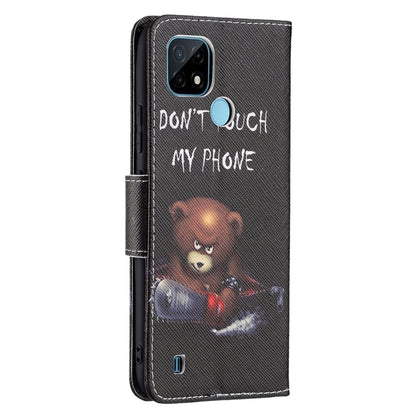 For OPPO Realme C21 / C20 Colored Drawing Pattern Horizontal Flip Leather Case with Holder & Card Slots & Wallet(Bear) - Realme Cases by buy2fix | Online Shopping UK | buy2fix