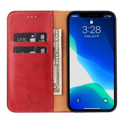 For iPhone 13 Pro Max Fierre Shann PU Leather Texture Horizontal Flip Leather Case with Holder & Card Slots & Wallet (Red) - iPhone 13 Pro Max Cases by FIERRE SHANN | Online Shopping UK | buy2fix