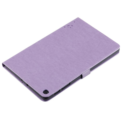 For Galaxy Tab A 10.1 (2019) Pressed Printing Cat and Tree Pattern Horizontal Flip Leather Case with Holder & Card Slots & Wallet(Purple) - Tab A 10.1 (2019) T510 / T515 by buy2fix | Online Shopping UK | buy2fix