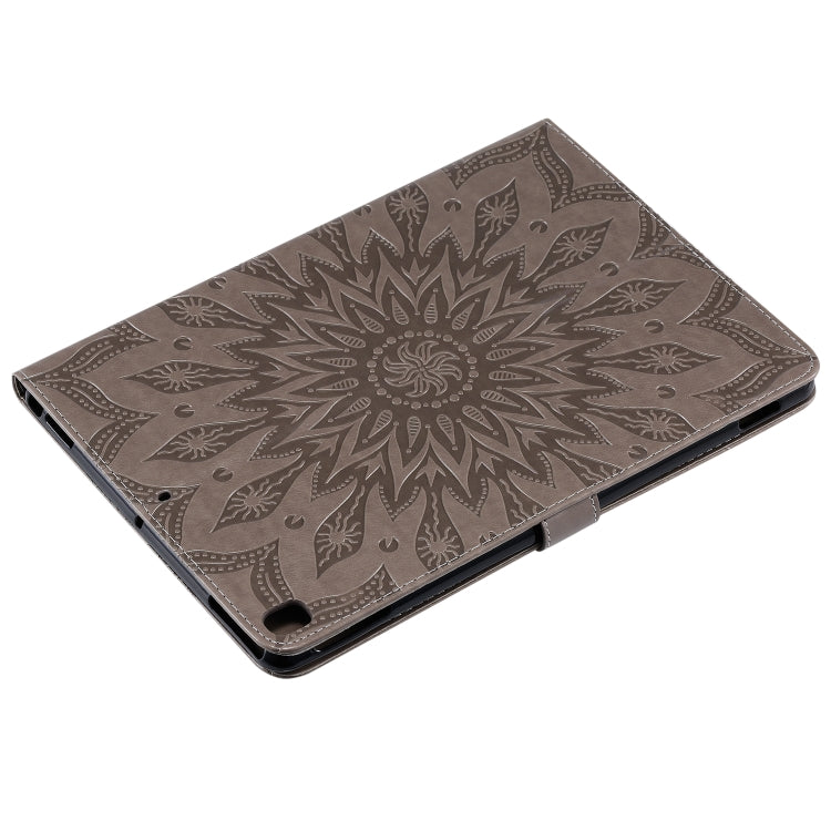 For iPad 10.2 / Pro 10.5 / Air 2019 Pressed Printing Sun Flower Pattern Horizontal Flip Leather Case with Holder & Card Slots & Wallet(Grey) - iPad Air (2019) Cases by buy2fix | Online Shopping UK | buy2fix