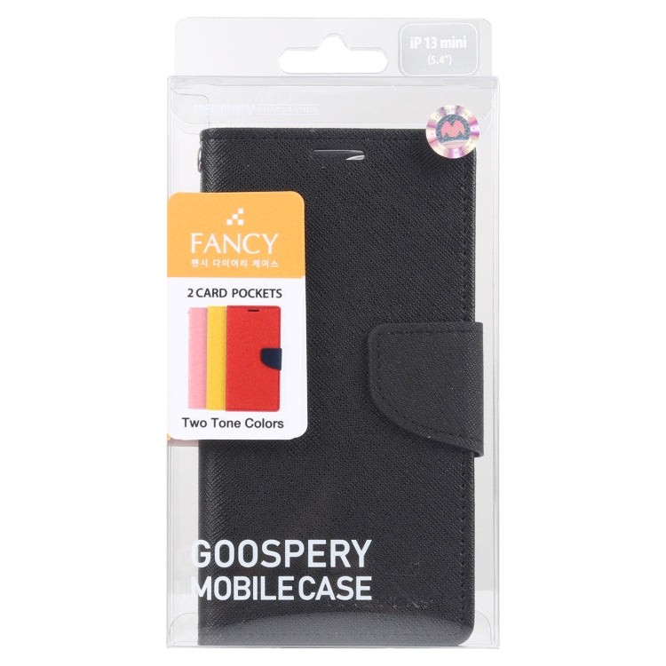 For iPhone 13 mini GOOSPERY FANCY DIARY Cross Pattern Horizontal Flip Leather Case with Holder & Card Slots & Wallet (Black) - iPhone 13 mini Cases by GOOSPERY | Online Shopping UK | buy2fix