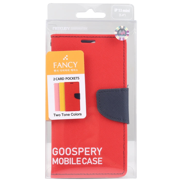 For iPhone 13 mini GOOSPERY FANCY DIARY Cross Pattern Horizontal Flip Leather Case with Holder & Card Slots & Wallet (Red) - iPhone 13 mini Cases by GOOSPERY | Online Shopping UK | buy2fix