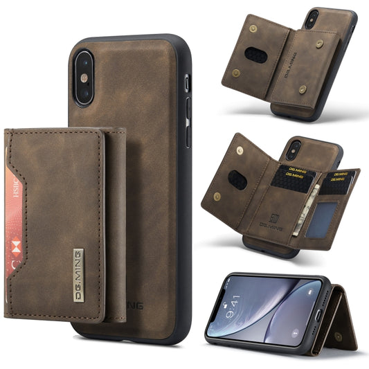 DG.MING M2 Series 3-Fold Multi Card Bag Back Cover Shockproof Case with Wallet & Holder Function For iPhone XS(Coffee) -  by DG.MING | Online Shopping UK | buy2fix