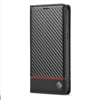 For iPhone 13 LC.IMEEKE Carbon Fiber PU + TPU Horizontal Flip Leather Case with Holder & Card Slot & Wallet(Horizontal Black) - iPhone 13 Cases by LC.IMEEKE | Online Shopping UK | buy2fix