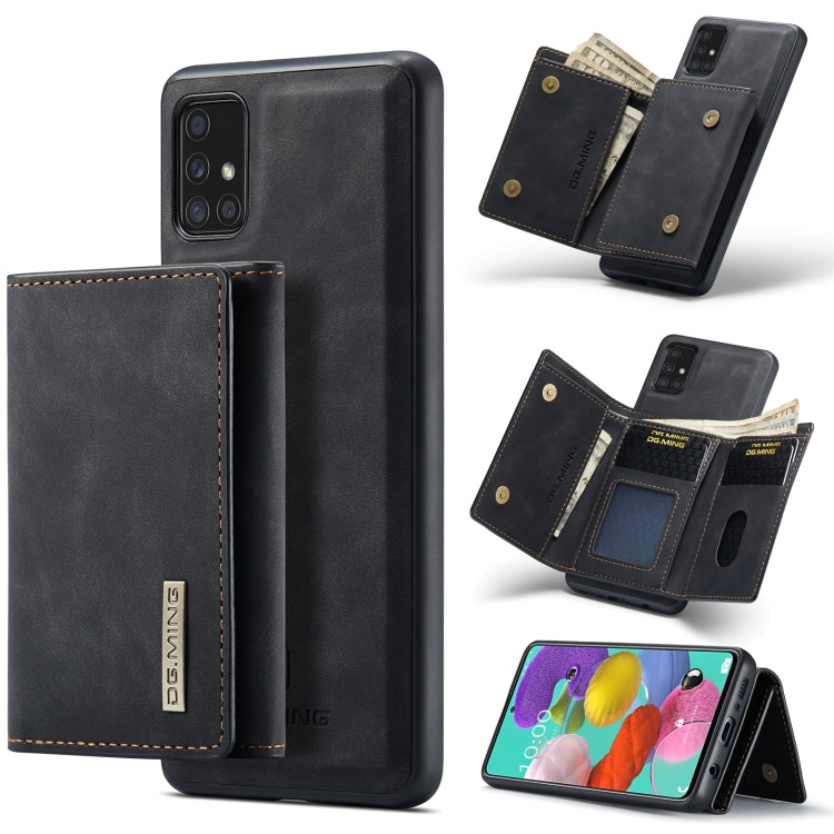 For Samsung Galaxy A51 DG.MING M1 Series 3-Fold Multi Card Wallet  Back Cover Shockproof Case with Holder Function(Black) - Galaxy Phone Cases by DG.MING | Online Shopping UK | buy2fix