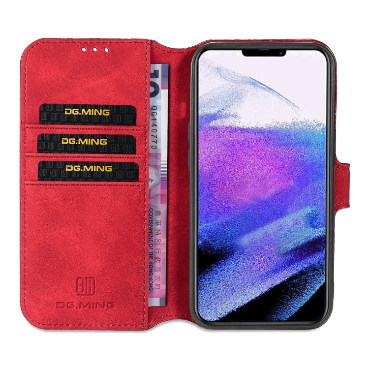 For iPhone 13 Pro DG.MING Retro Oil Side Horizontal Flip Leather Case with Holder & Card Slots & Wallet (Red) - iPhone 13 Pro Cases by DG.MING | Online Shopping UK | buy2fix