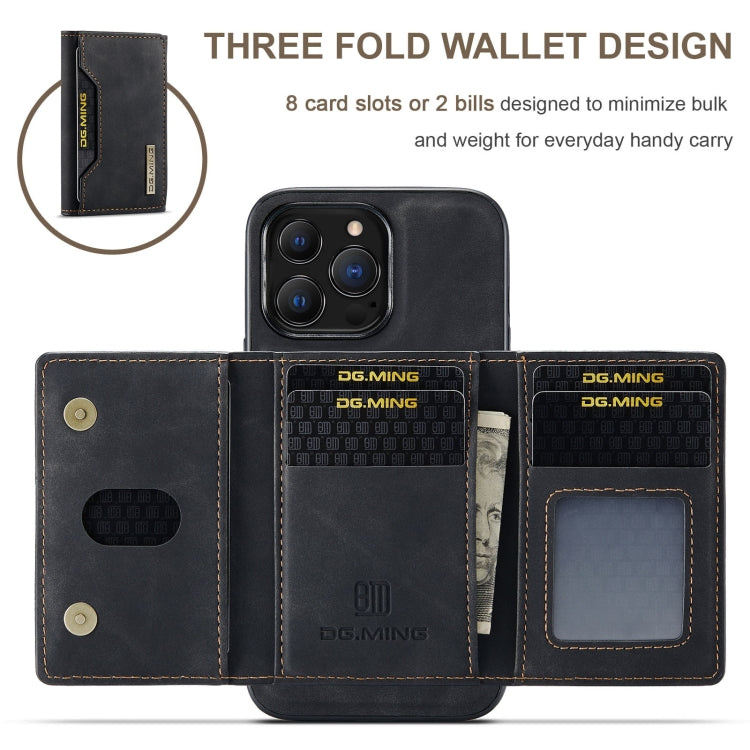 For iPhone 13 Pro DG.MING M2 Series 3-Fold Card Bag Shockproof Case with Wallet & Holder Function (Black) - iPhone 13 Pro Cases by DG.MING | Online Shopping UK | buy2fix