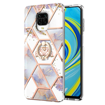 or Xiaomi Redmi Note 9S / Redmi Note 9 Pro / Redmi Note 9 Pro Max Electroplating Splicing Marble Flower Pattern TPU Shockproof Case with Rhinestone Ring Holder(Imperial Crown) - Xiaomi Cases by buy2fix | Online Shopping UK | buy2fix