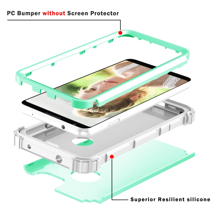 For Google Pixel 3a 3 in 1 Shockproof PC + Silicone Protective Case(Mint Green + Grey) - Google Cases by buy2fix | Online Shopping UK | buy2fix