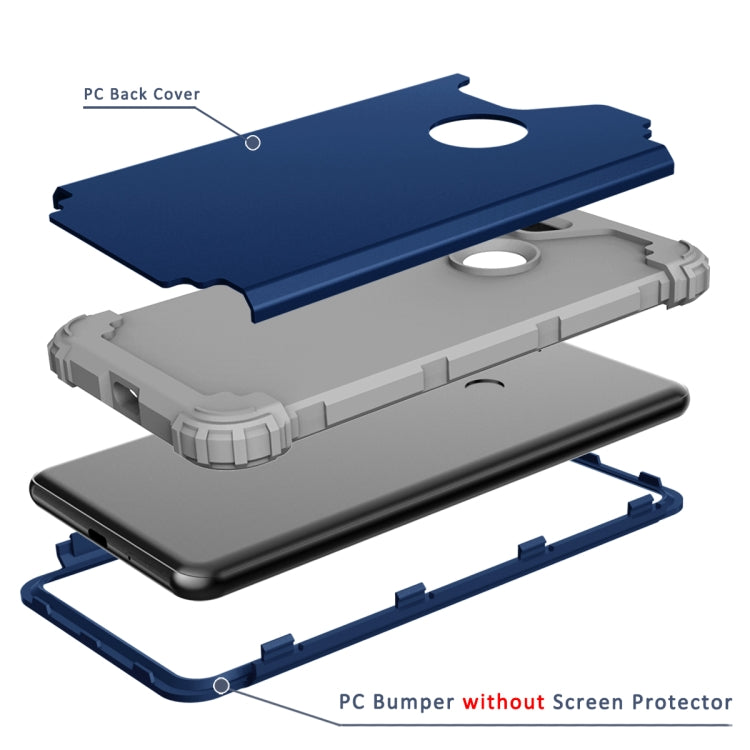 For Google Pixel 3 XL 3 in 1 Shockproof PC + Silicone Protective Case(Navy Blue + Grey) - Google Cases by buy2fix | Online Shopping UK | buy2fix