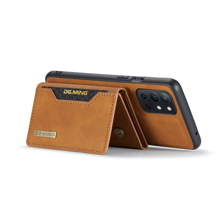 DG.MING M2 Series 3-Fold Multi Card Bag Back Cover Shockproof Case with Wallet & Holder Function For OnePlus 9R(Brown) - OnePlus Cases by DG.MING | Online Shopping UK | buy2fix