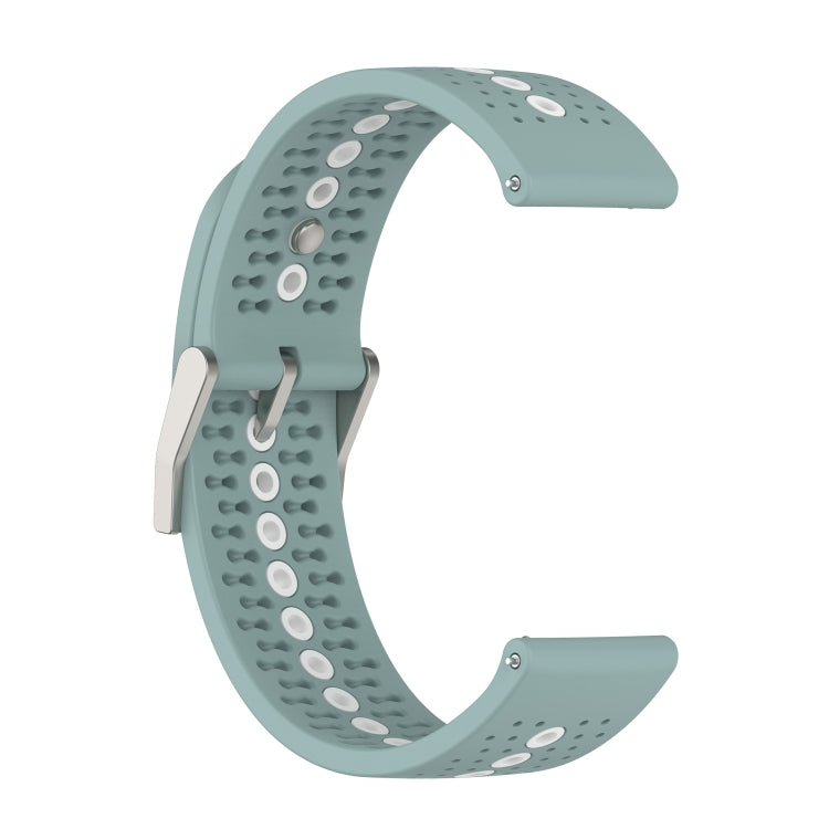 22mm Universal Colorful Hole Silicone Watch Band(Rock Cyan White) - Watch Bands by buy2fix | Online Shopping UK | buy2fix