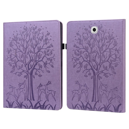 For Samsung Galaxy Tab S2 9.7 Tree & Deer Pattern Pressed Printing Horizontal Flip PU Leather Case with Holder & Card Slots(Purple) - Other Galaxy Tab PC by buy2fix | Online Shopping UK | buy2fix