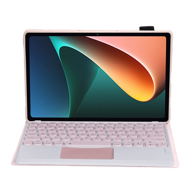 Y0N5-A TPU Tablet Case Lambskin Texture Round Keycap Bluetooth Keyboard Leather Tablet Case with Holder & Touchpad For Xiaomi Pad 5 / 5 Pro(Pink + Pink) - Others Keyboard by buy2fix | Online Shopping UK | buy2fix
