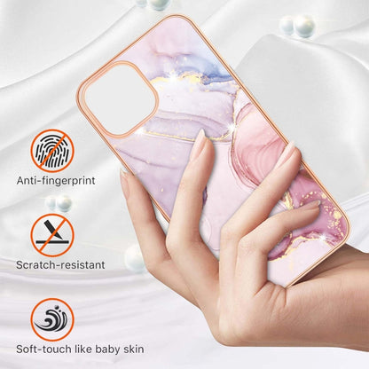 For iPhone 13 Pro Max Electroplating Marble Pattern Dual-side IMD TPU Shockproof Case (Rose Gold 005) - iPhone 13 Pro Max Cases by buy2fix | Online Shopping UK | buy2fix