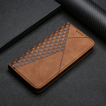 For iPhone 11 Diamond Pattern Splicing Skin Feel Magnetic Horizontal Flip Leather Case with Card Slots & Holder & Wallet (Brown) - iPhone 11 Cases by buy2fix | Online Shopping UK | buy2fix