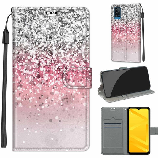 Voltage Coloured Drawing Magnetic Clasp Horizontal Flip PU Leather Case with Holder & Card Slots For ZTE Blade A71(C13 Silver Pink Glitter) - ZTE Cases by buy2fix | Online Shopping UK | buy2fix