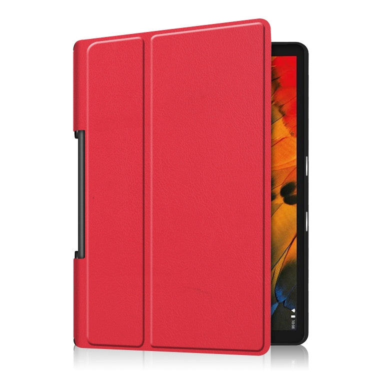 For Lenovo Yoga Smart Tab Custer Texture Horizontal Flip Leather Case with Two-folding Holder(Red) - Lenovo by buy2fix | Online Shopping UK | buy2fix