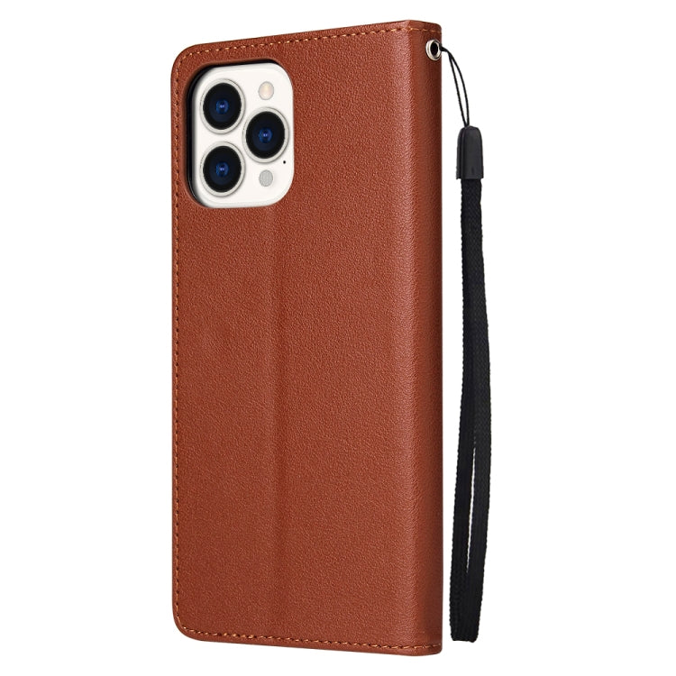 For iPhone 13 Multifunctional Horizontal Flip Leather Case, with Three Card Slot & Holder & Photo Frame & Lanyard(Brown) - iPhone 13 Cases by buy2fix | Online Shopping UK | buy2fix