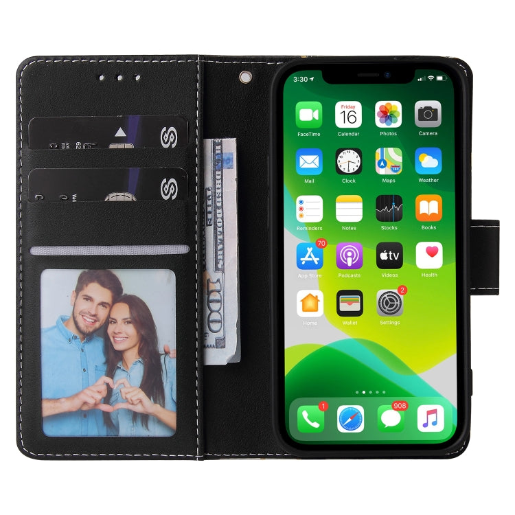 For iPhone 13 Marble Bronzing Stitching Horizontal Flip PU Leather Case with Holder & Card Slots & Wallet & Photo Frame(Black) - iPhone 13 Cases by buy2fix | Online Shopping UK | buy2fix