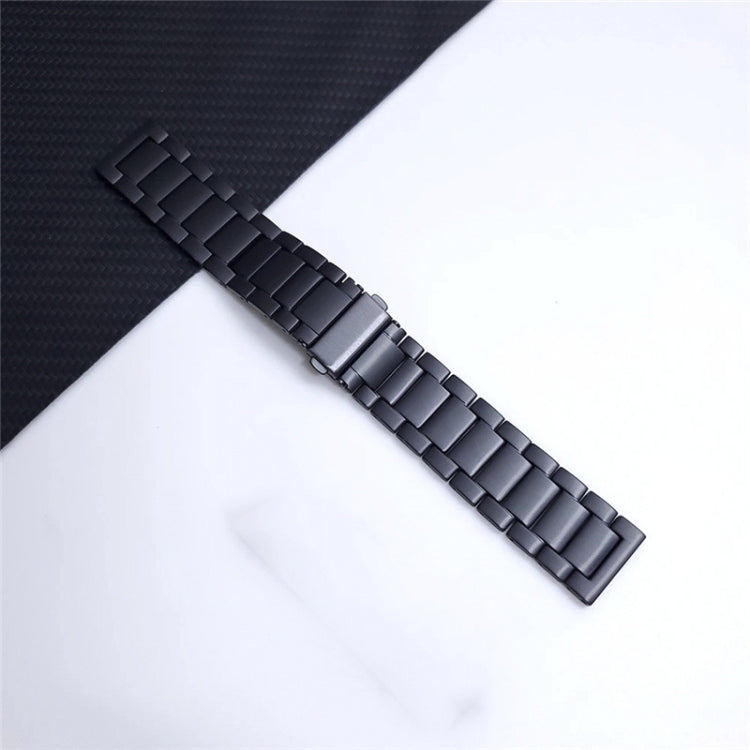 For Xiaomi Haylou RS3 / Suunto 9 Peak 22mm Universal Titanium Alloy Three Plants Flat Buckle Watch Band(Black) - Watch Bands by buy2fix | Online Shopping UK | buy2fix