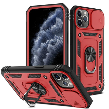 For iPhone 11 Pro Sliding Camera Cover Design TPU + PC Protective Case with 360 Degree Rotating Holder & Card Slot (Red+Black) - iPhone 11 Pro Cases by buy2fix | Online Shopping UK | buy2fix