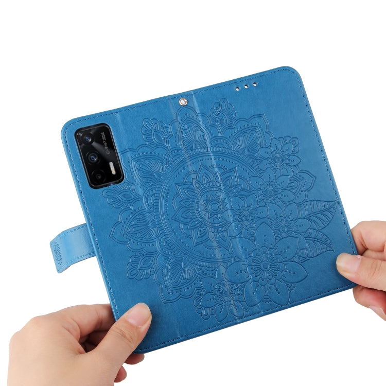 For OPPO Realme GT Master / Realme Q3 Pro 7-petal Flowers Embossing Pattern Horizontal Flip PU Leather Case with Holder & Card Slots & Wallet & Photo Frame(Blue) - Realme Cases by buy2fix | Online Shopping UK | buy2fix