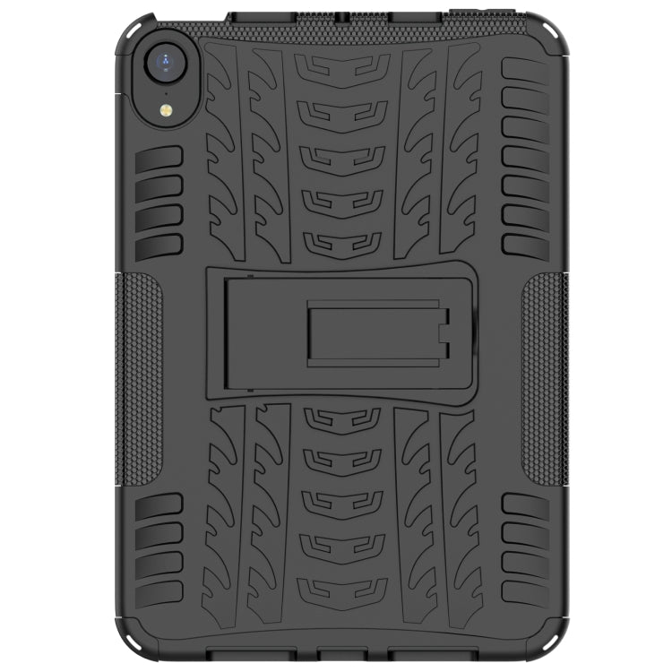 For iPad mini 6 Tire Texture TPU + PC Shockproof Tablet Case with Holder(Black) - iPad mini 6 Cases by buy2fix | Online Shopping UK | buy2fix