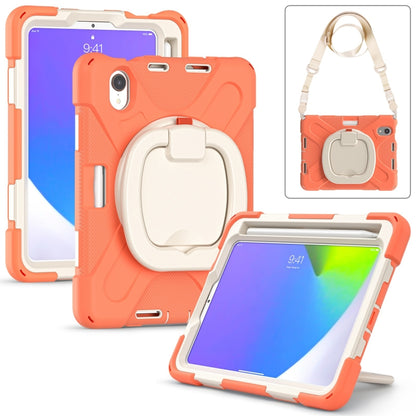 For iPad mini 6 Silicone + PC Protective Tablet Case with Holder & Shoulder Strap(Living Coral) - iPad mini 6 Cases by buy2fix | Online Shopping UK | buy2fix