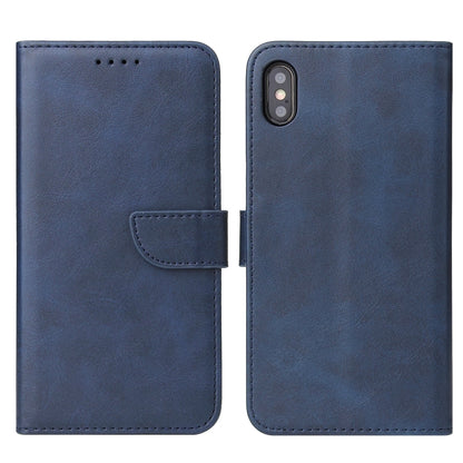 For iPhone X / XS Calf Texture Buckle Horizontal Flip Leather Case with Holder & Card Slots & Wallet(Blue) - More iPhone Cases by buy2fix | Online Shopping UK | buy2fix