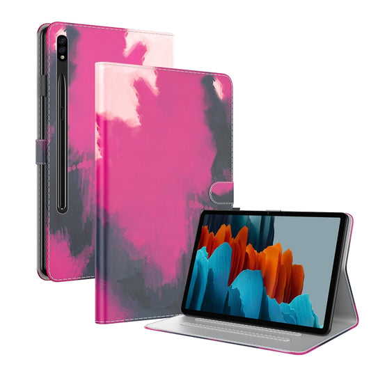 For Samsung Galaxy Tab S8 / Galaxy Tab S7 11 inch T870 / T875 / T876B Voltage Watercolor Pattern Skin Feel Magnetic Horizontal Flip PU Leather Case with Holder & Card Slots & Photo Frame(Berry) - Galaxy Tab S8 Cases by buy2fix | Online Shopping UK | buy2fix